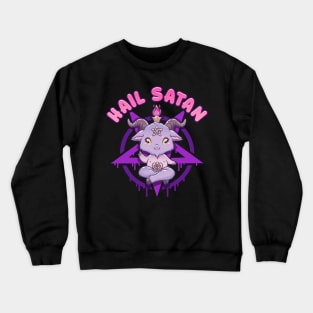 Hail Satan Death Metal Cute Pentagram Baphomet print Crewneck Sweatshirt